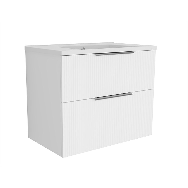 LeVivi Positano Vogue 750mm Wall-hung Vanity Double Drawer Matt White LeVivi Positano Vogue 750mm Wall-hung Vanity Double Drawer Matt White