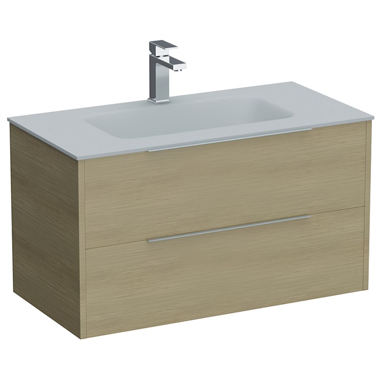 LeVivi Nexa 900mm Double Drawer Wall-Hung Vanity Light Oak LeVivi Nexa 900mm Double Drawer Wall-Hung Vanity Light Oak