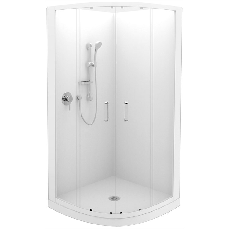 LeVivi Cabris 900mm Round Shower Enclosure Flat Wall White