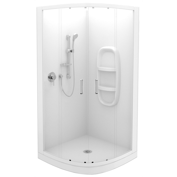 LeVivi Cabris 900mm Round Shower Enclosure Moulded Wall White