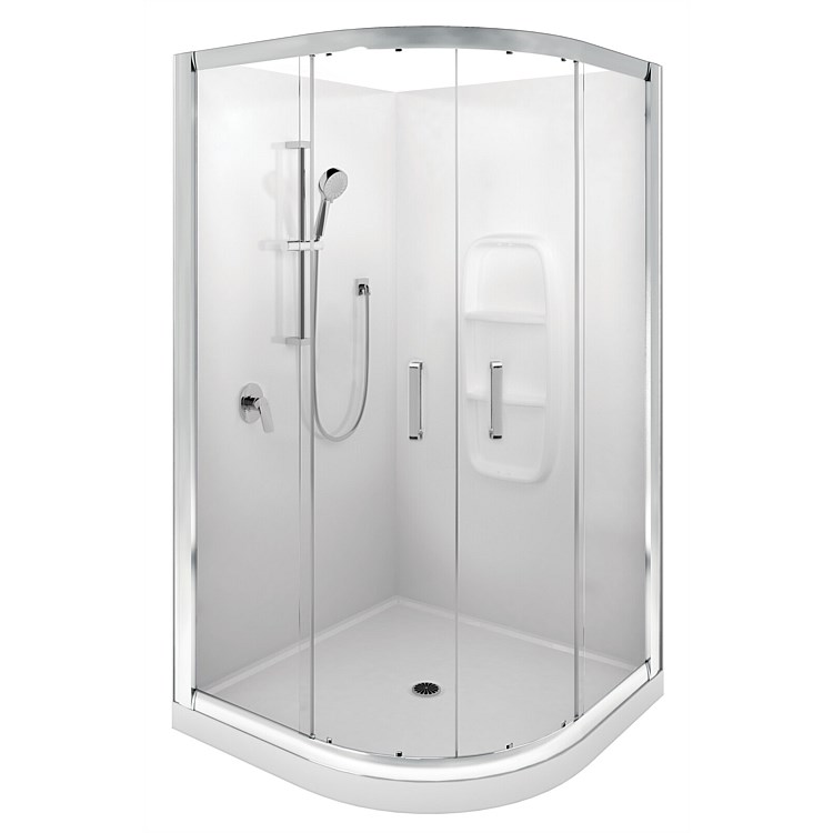 LeVivi Cabris 900mm Round Moulded Wall Shower Enclosure Polished