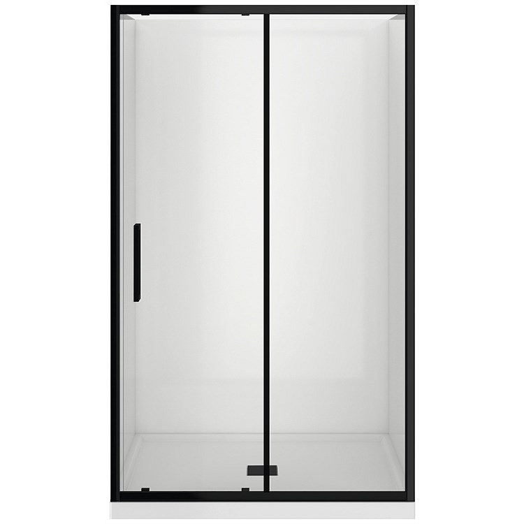 LeVivi Kingston 1200x900mm 3 Sided Flat Wall Shower Enclosure Black