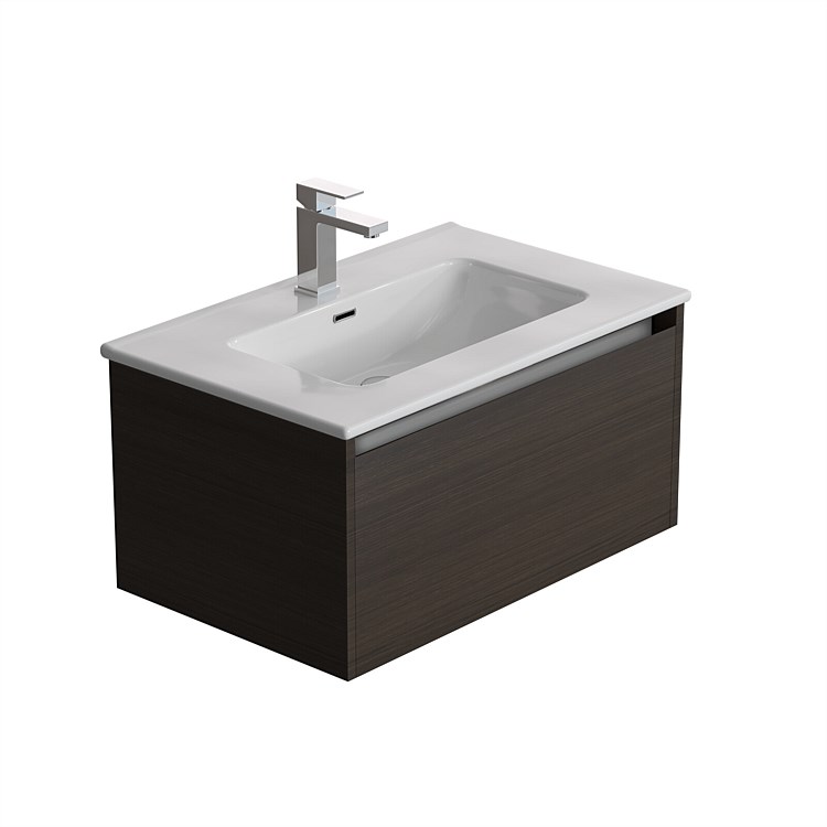 LeVivi Cibolo 750mm 1 drawer Wall-Hung Vanity Charred Oak