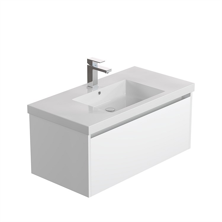 LeVivi Cibolo Neo 900mm 1 Drawer Wall-Hung Vanity White