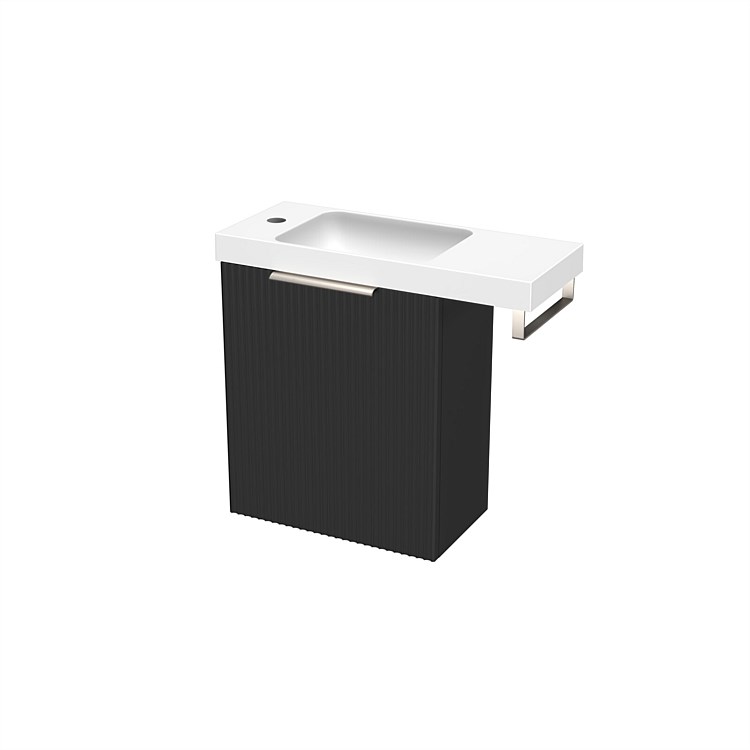 LeVivi Positano Vogue Extension 600mm Wall-hung Ensuite with Towel Rail & Right Hand Door Matt Black