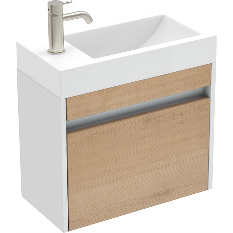 LeVivi Capri 500mm Slim Wall-Hung Vanity White/Ranfurly Oak