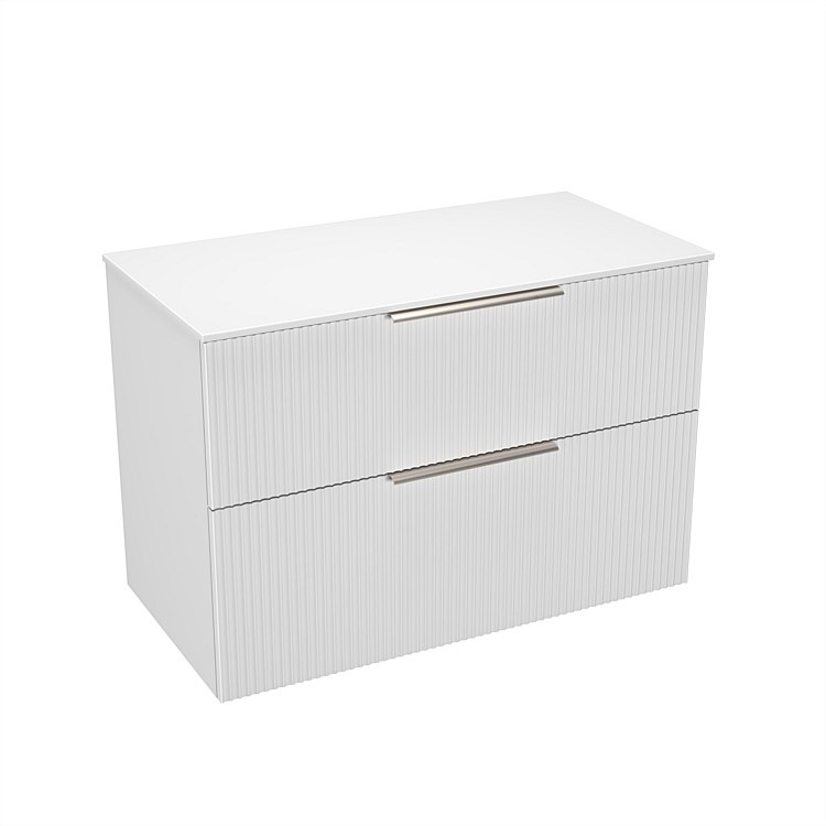 LeVivi Positano 900mm Solid Surface Wall-Hung Vanity Double Drawer Matt White