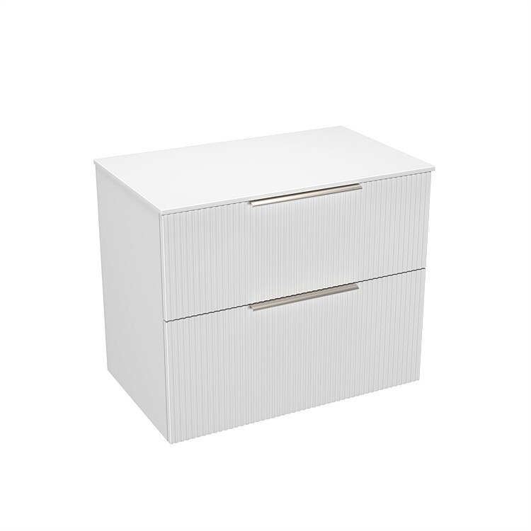 LeVivi Positano 750mm Solid Surface Wall-Hung Vanity Double Drawer Matt White