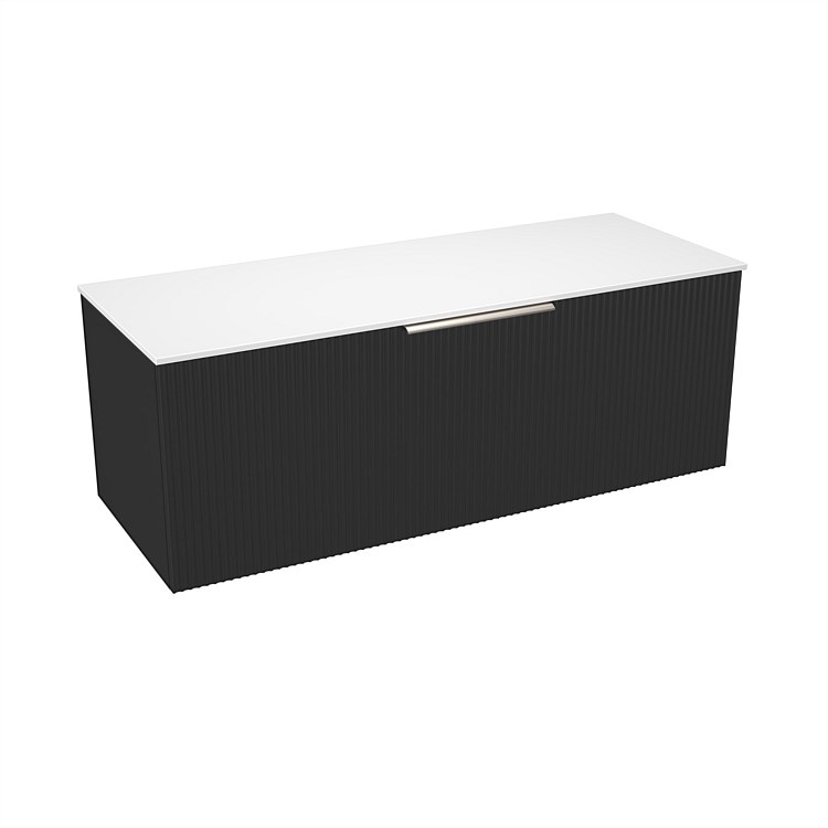 LeVivi Positano 1200mm Solid Surface Wall-Hung Vanity Single Drawer Matt Black