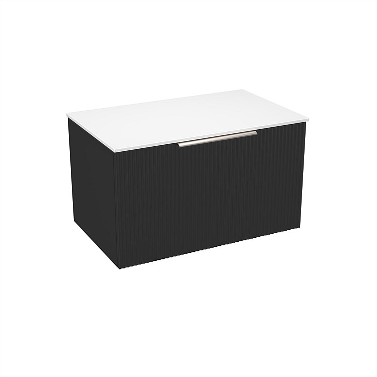LeVivi Positano 750mm Solid Surface Wall-Hung Vanity Single Drawer Matt Black