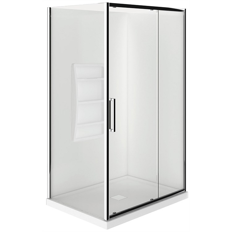 Levivi Kingston Square 1200x800mm 2 Sided RH Moulded Wall Shower Enclosure with Centre Waste Chrome