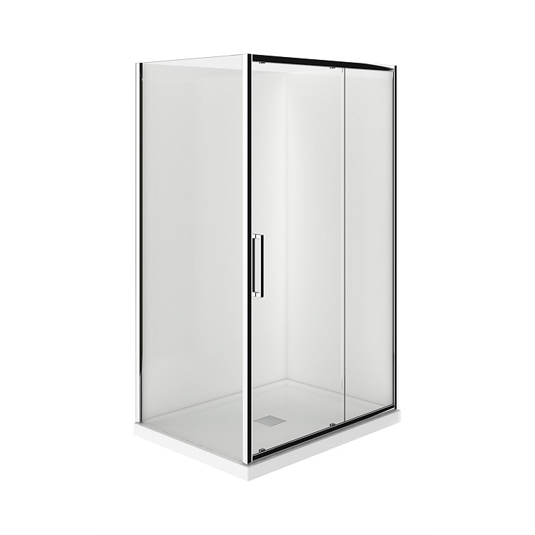 Levivi Kingston Square 1200x800mm 2 Sided RH Flat Wall Shower Enclosure with Centre Waste Chrome