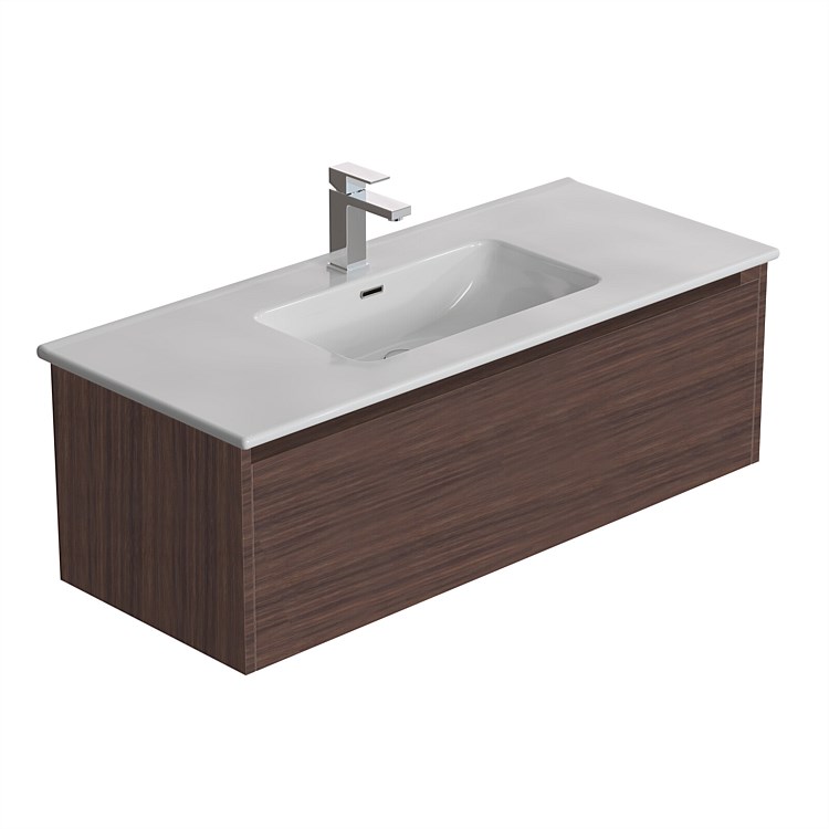 LeVivi Cibolo 1200mm 1 Drawer Wall-Hung Vanity Walnut