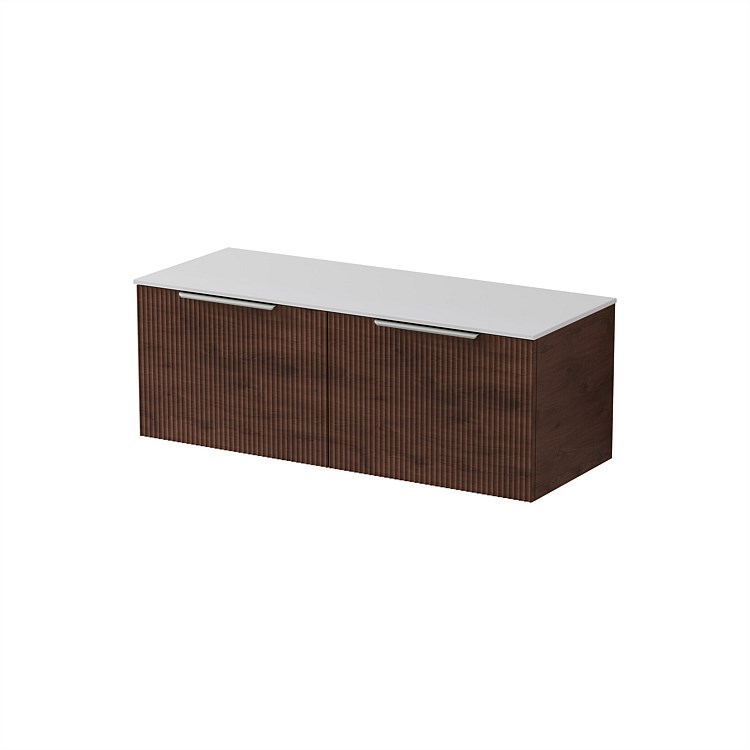 LeVivi Positano 1200mm Solid Surface Wall-Hung Vanity Side By Side Drawers Walnut