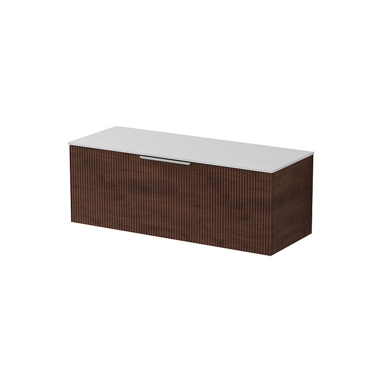 LeVivi Positano 1200mm Solid Surface Single Drawer Vanity Walnut