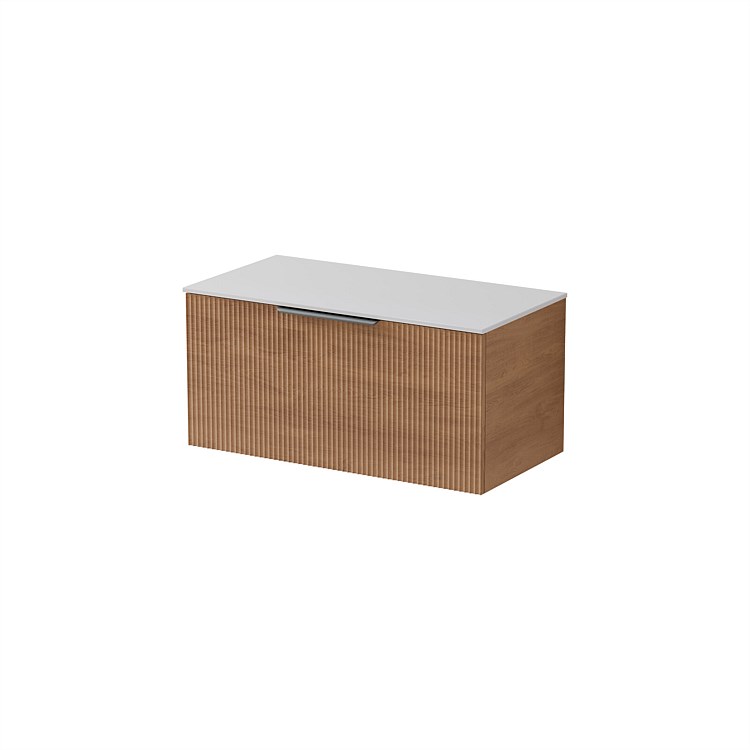 LeVivi Positano 900mm Solid Surface Single Drawer Vanity Devon Oak