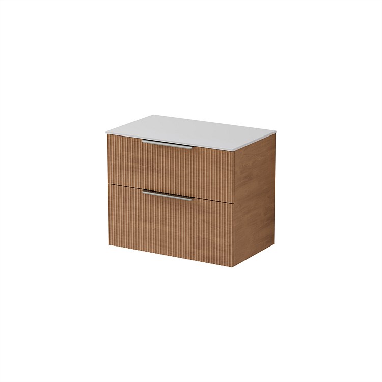 LeVivi Positano 750mm Solid Surface Double Drawer Vanity Devon Oak
