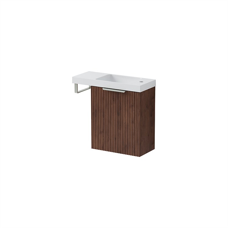 LeVivi Positano Wall Hung Ensuite Vanity 600mm Left Hand Door Walnut
