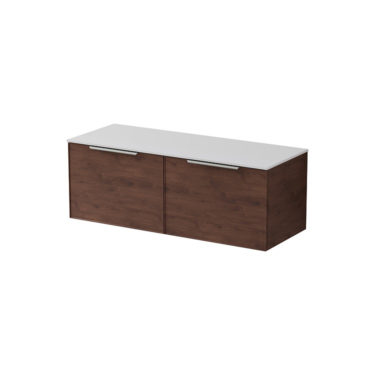 LeVivi Positano Edge 1200mm Wall-Hung Vanity Side By Side Drawers Walnut