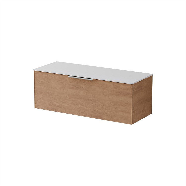 LeVivi Positano Edge 1200mm Wall-Hung Solid Surface Single Drawer Vanity Devon Oak