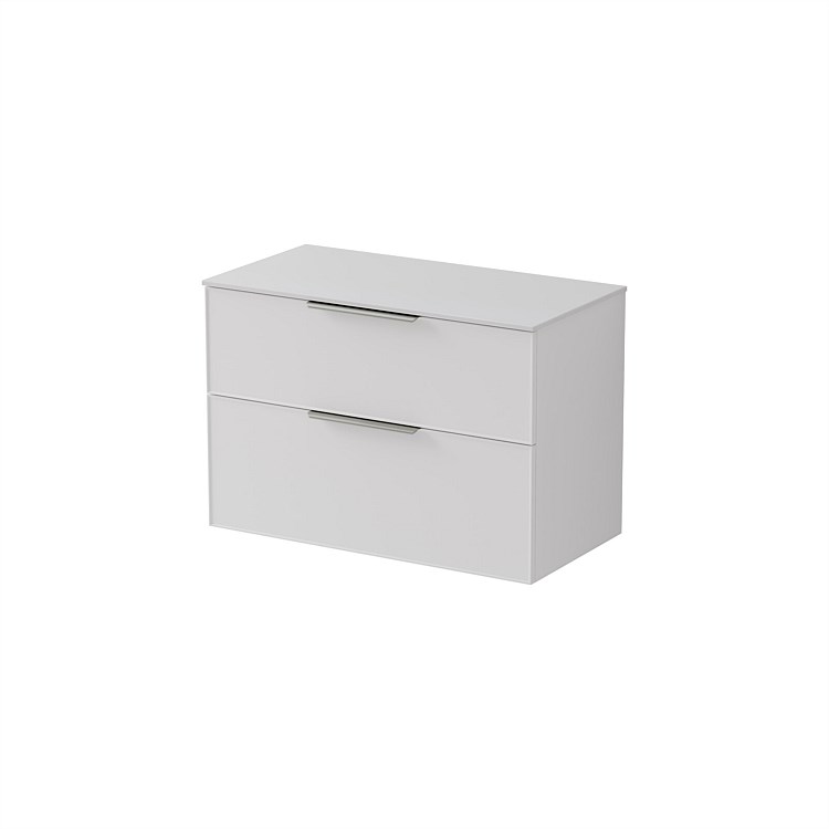 LeVivi Positano Edge 900mm Wall-Hung Solid Surface Double Drawer Vanity Matt White
