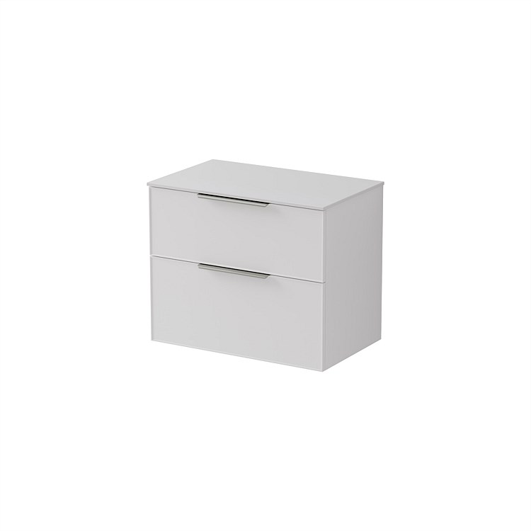 LeVivi Positano Edge 750mm Wall-Hung Solid Surface Double Drawer Vanity Matt White