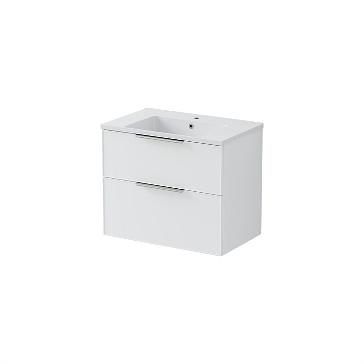 LeVivi Positano Edge Wall-Hung Vanity 750mm Double Drawer Matt White