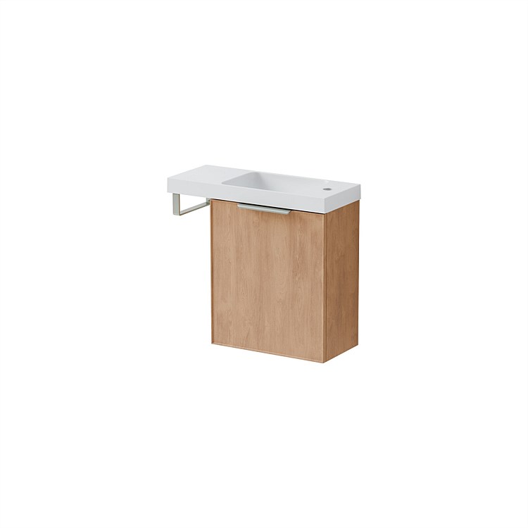 LeVivi Positano Edge 600mm Right Hand Wall-Hung Ensuite Vanity Devon Oak