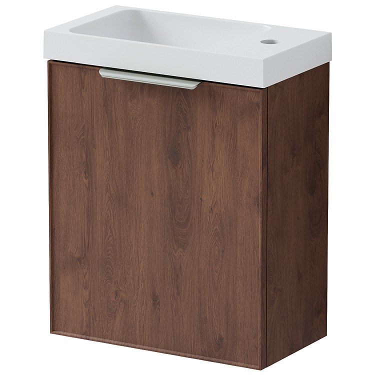 LeVivi Positano Edge 440mm Right Hand Wall-Hung Vanity Walnut