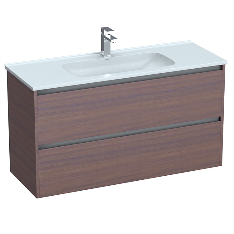 LeVivi Cibolo 1200mm Double Drawer Wall-Hung Vanity Walnut