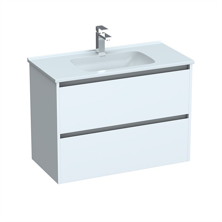 LeVivi Cibolo 900mm Double Drawer Wall-Hung Vanity White