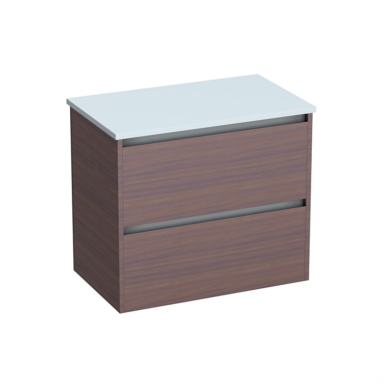 LeVivi Cibolo Prima 750mm Double Drawer Wall-Hung Vanity Walnut
