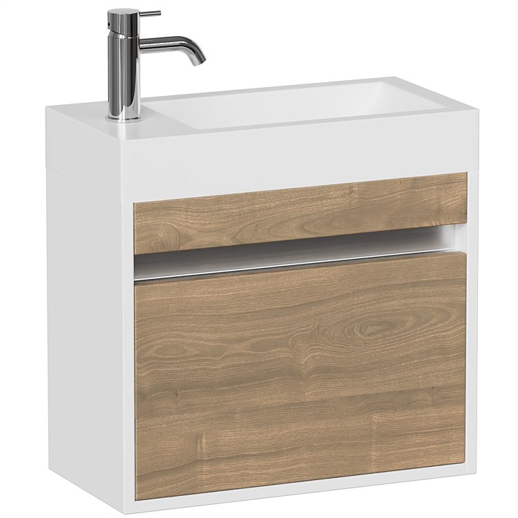 LeVivi Capri 500mm Slim Wall-Hung Vanity White/Eucalyptus