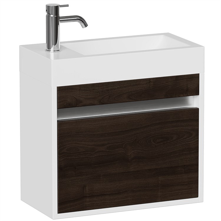 LeVivi Capri 500mm Slim Wall-Hung Vanity White/Dark Oak