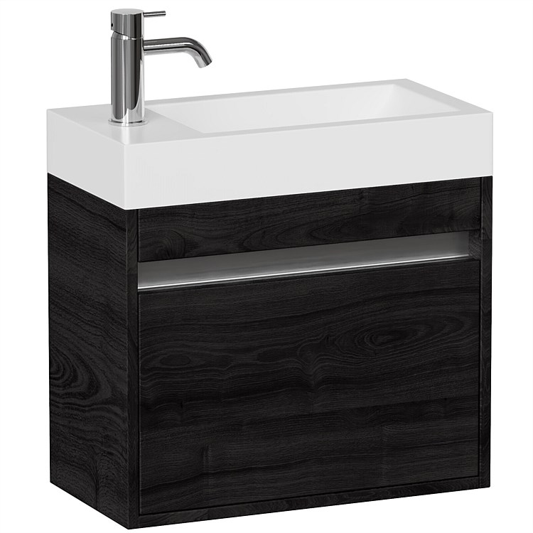 LeVivi Capri 500mm Slim Wall-Hung Vanity Charred Oak