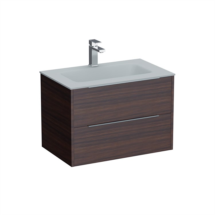 LeVivi Nexa 750mm Double Drawer Wall-Hung Vanity Walnut