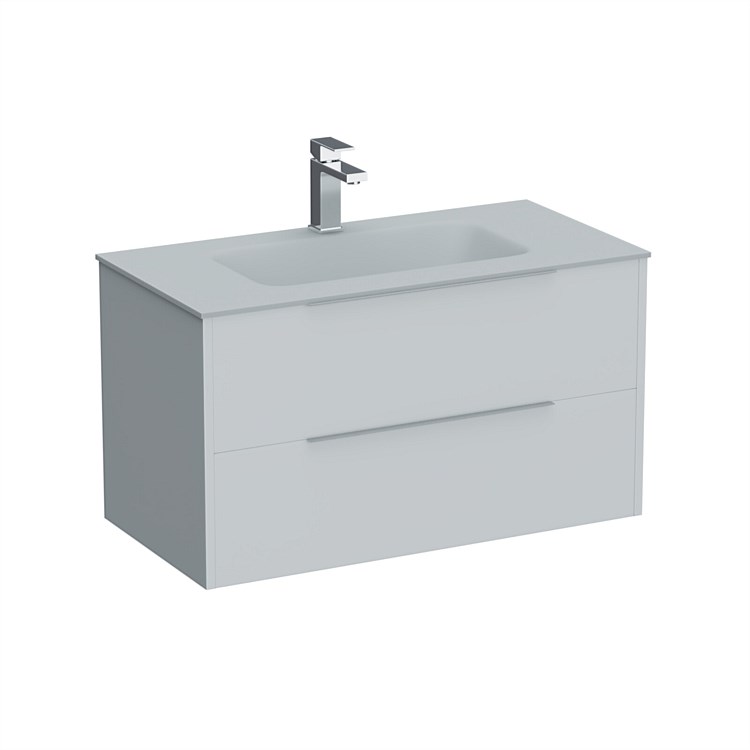 LeVivi Nexa 900mm Double Drawer Wall-Hung Vanity White