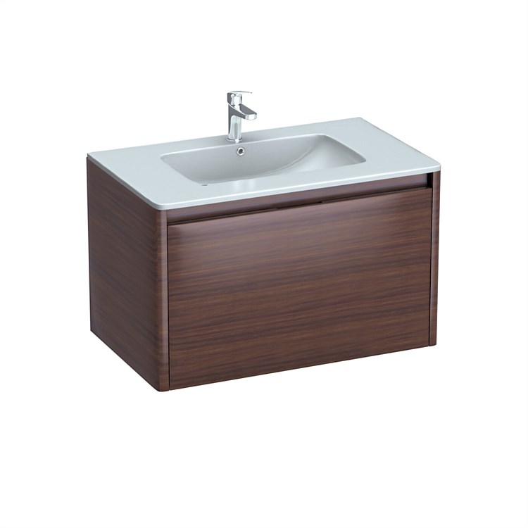 LeVivi Lucca 800mm Wall-Hung Vanity Walnut