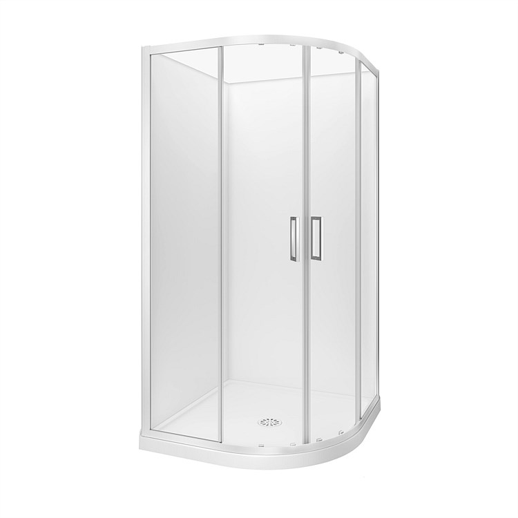 LeVivi Camden 900mm Round Flat Wall Shower Enclosure White