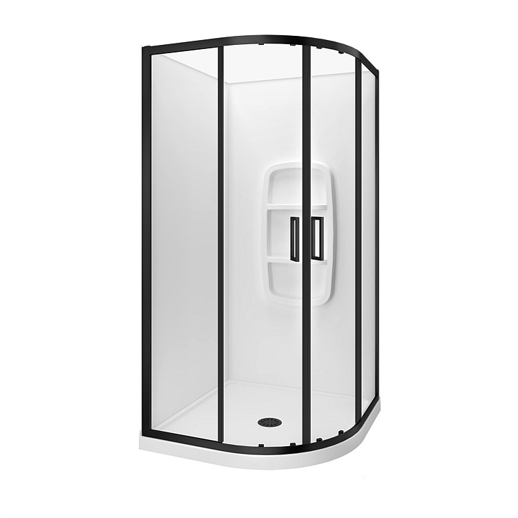 LeVivi Camden 900mm Round Moulded Wall Shower Enclosure Black