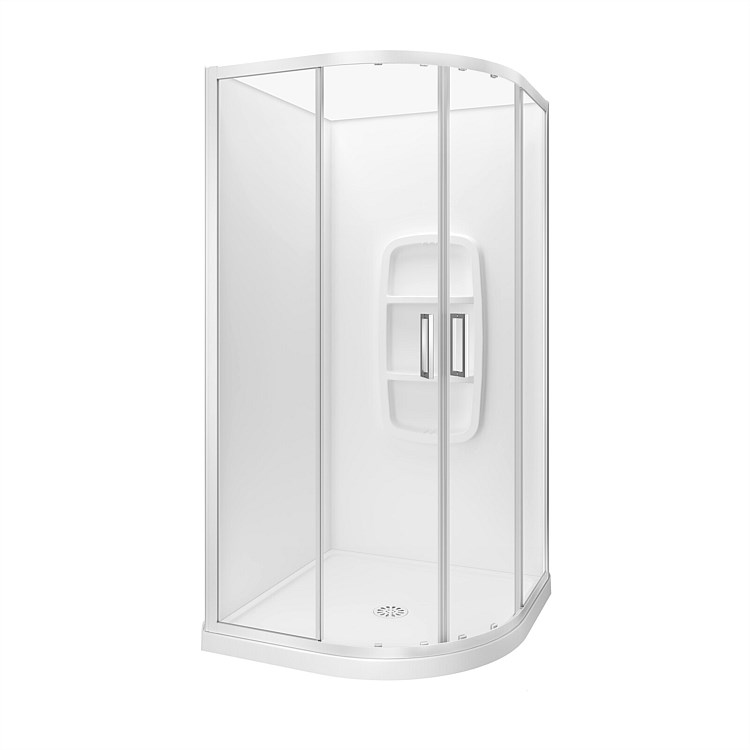 LeVivi Camden 1000mm Round Moulded Wall Shower Enclosure White