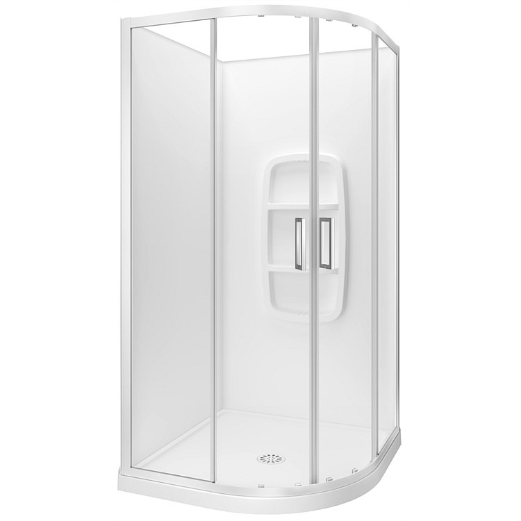 LeVivi Camden 900mm Round Moulded Wall Shower Enclosure White