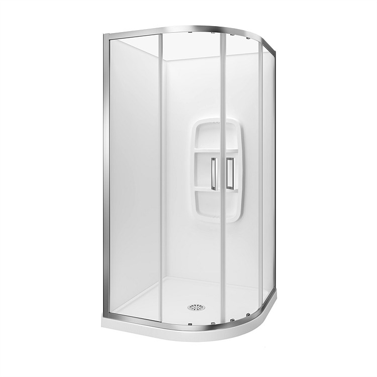 LeVivi Camden 1000mm Round Moulded Wall Shower Enclosure Polished