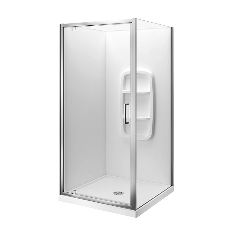 LeVivi Camden 900mm Square Moulded Wall Shower Enclosure Polished
