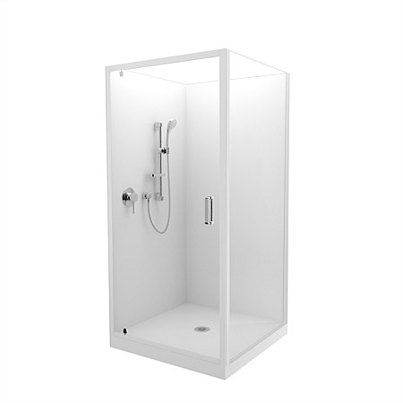 LeVivi Cabris 900mm Square Flat Wall Shower Enclosure White