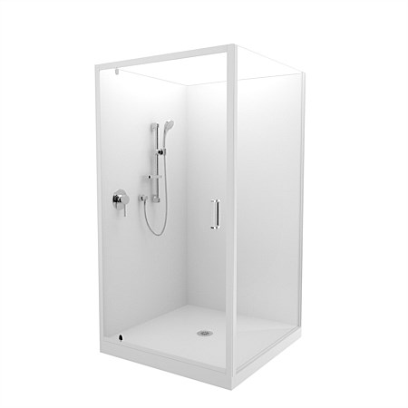 LeVivi Cabris 1000mm Square Flat Wall Shower Enclosure White
