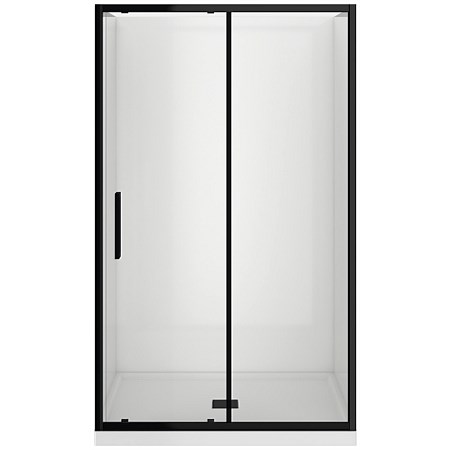 LeVivi Kingston 1200x900mm 3 Sided Flat Wall Shower Enclosure Black