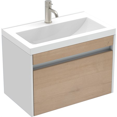 LeVivi Capri 600mm Slim Wall-Hung Vanity White/Ranfurly Oak