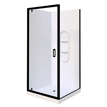 LeVivi Cabris 1000mm Square Moulded Wall Shower Enclosure Black
