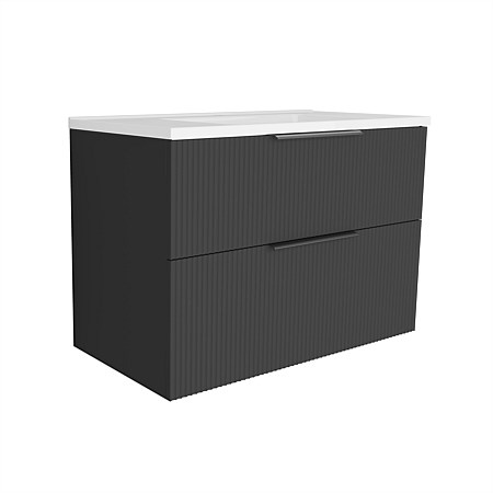 LeVivi Positano Vogue 900mm Wall-hung Vanity Double Drawer Matt Black